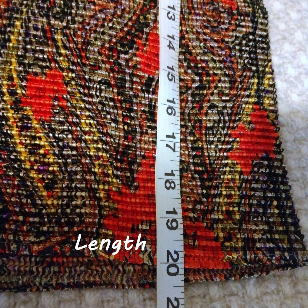 Sequin Crinkle Stretch Shirt Top L Disco Revival Y2K Glam Red Floral Festival - Picture 6 of 6